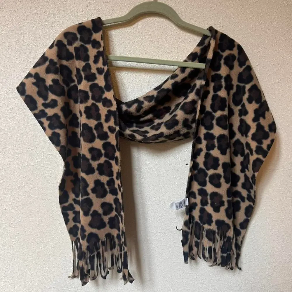 Y2k cheetah print fleece scarf